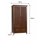 Dark Wood Reeded Wardrobe - Georgian Range