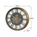 Round Gold Metal Cog Clock - 54cm x 54cm