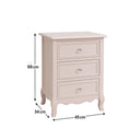 Pink 3 Drawer Bedside Table