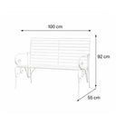 White Metal Ornate Distressed Garden Bench - 100cm x 92cm