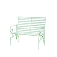 Sage Green Metal Ornate Distressed Garden Bench - 100cm x 92cm