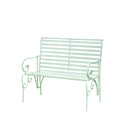 Sage Green Metal Ornate Distressed Garden Bench - 100cm x 92cm