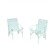 Set of 2 Ornate Metal Sage Green Garden Chairs - 55cm x 92cm