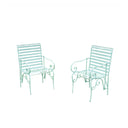 Set of 2 Ornate Metal Sage Green Garden Chairs - 55cm x 92cm