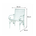 Set of 2 Ornate Metal Sage Green Garden Chairs - 55cm x 92cm