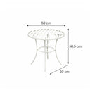 Ornate Metal White Round Garden Table & Set of 2 Ornate Garden Chairs