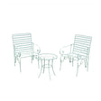 Ornate Metal Sage Green Round Garden Table & Set of 2 Ornate Garden Chairs