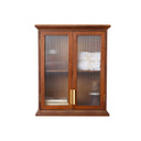 Wooden Reeded Glass Wall Cabinet