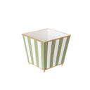 Green & White Striped Metal Planter Pot with Gold Feet - 17cm x 16.5cm