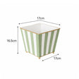 Green & White Striped Metal Planter Pot with Gold Feet - 17cm x 16.5cm