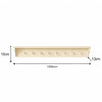 Large Ivory Wooden Wall Shelf with Hooks - 100cm