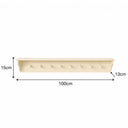Large Ivory Wooden Wall Shelf with Hooks - 100cm