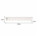 Large White Washed Mango Wooden Wall Shelf with Hooks - 100cm