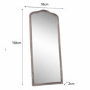 Large Arched Washed Wooden Framed Leaner Mirror - 78cm x 158cm
