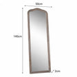 Slim Arched Washed Wooden Framed Leaner Mirror - 50cm x 140cm