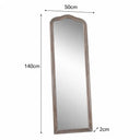 Slim Arched Washed Wooden Framed Leaner Mirror - 50cm x 140cm