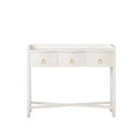 White Painted Curved 3 Drawer Console Table with Glass Top - Austin White Range