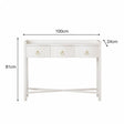 White Painted Curved 3 Drawer Console Table with Glass Top - Austin White Range