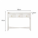 White Painted Curved 3 Drawer Console Table with Glass Top - Austin White Range