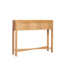 Pale Wood Curved 3 Drawer Console Table with Hessian & Glass Top - Austin Wood Range