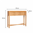 Pale Wood Curved 3 Drawer Console Table with Hessian & Glass Top - Austin Wood Range