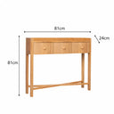 Pale Wood Curved 3 Drawer Console Table with Hessian & Glass Top - Austin Wood Range