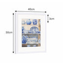 Blue & White Porcelain Pottery Detailed Wall Framed Print - 40cm x 50cm