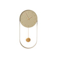 Olive Green & Gold Pendulum Metal Analogue Wall Clock - 20cm x 55cm