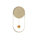 Olive Green & Gold Pendulum Metal Analogue Wall Clock - 20cm x 55cm
