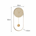 Olive Green & Gold Pendulum Metal Analogue Wall Clock - 20cm x 55cm