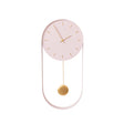 Pale Pink & Gold Pendulum Metal Analogue Wall Clock - 20cm x 55cm