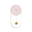 Pale Pink & Gold Pendulum Metal Analogue Wall Clock - 20cm x 55cm