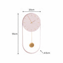 Pale Pink & Gold Pendulum Metal Analogue Wall Clock - 20cm x 55cm