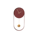 Raspberry Red & Gold Pendulum Metal Analogue Wall Clock - 20cm x 55cm