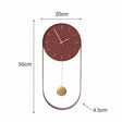 Raspberry Red & Gold Pendulum Metal Analogue Wall Clock - 20cm x 55cm
