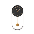 Black & Gold Pendulum Metal Analogue Wall Clock - 20cm x 55cm