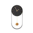 Black & Gold Pendulum Metal Analogue Wall Clock - 20cm x 55cm