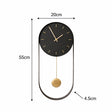 Black & Gold Pendulum Metal Analogue Wall Clock - 20cm x 55cm