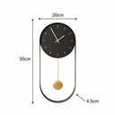 Black & Gold Pendulum Metal Analogue Wall Clock - 20cm x 55cm