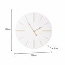 Large White Wooden Grain & Gold Detailed Wall Clock - 70cm x 70cm