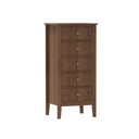 Tall 5 Drawer Bedside Table - Hales Dark Wood Range