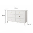 White 6 Drawer Chest of Drawers - Rowley White Range