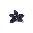 Set of 3 Navy Blue Poinsettias Clip Christmas Decorations - 25cm