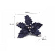 Set of 3 Navy Blue Poinsettias Clip Christmas Decorations - 25cm
