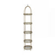 Antique Gold & Blue Moroccan Style Five Tier Freestanding Shelf - 166cm