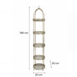 Antique Gold & Blue Moroccan Style Five Tier Freestanding Shelf - 166cm