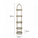 Antique Gold & Blue Moroccan Style Five Tier Freestanding Shelf - 166cm