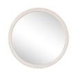 Round Distressed White Washed Wooden Bobbin Detailed Wall Mirror - 80cm x 80cm
