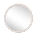 Round Distressed White Washed Wooden Bobbin Detailed Wall Mirror - 80cm x 80cm