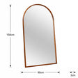Large Walnut Wooden Framed Arched Leaner Mirror - 90cm x 158cm